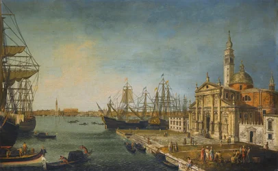 Venezia, una vista del Bacino di San Marco dalla Chiesa e Isola di San Giorgio Maggiore